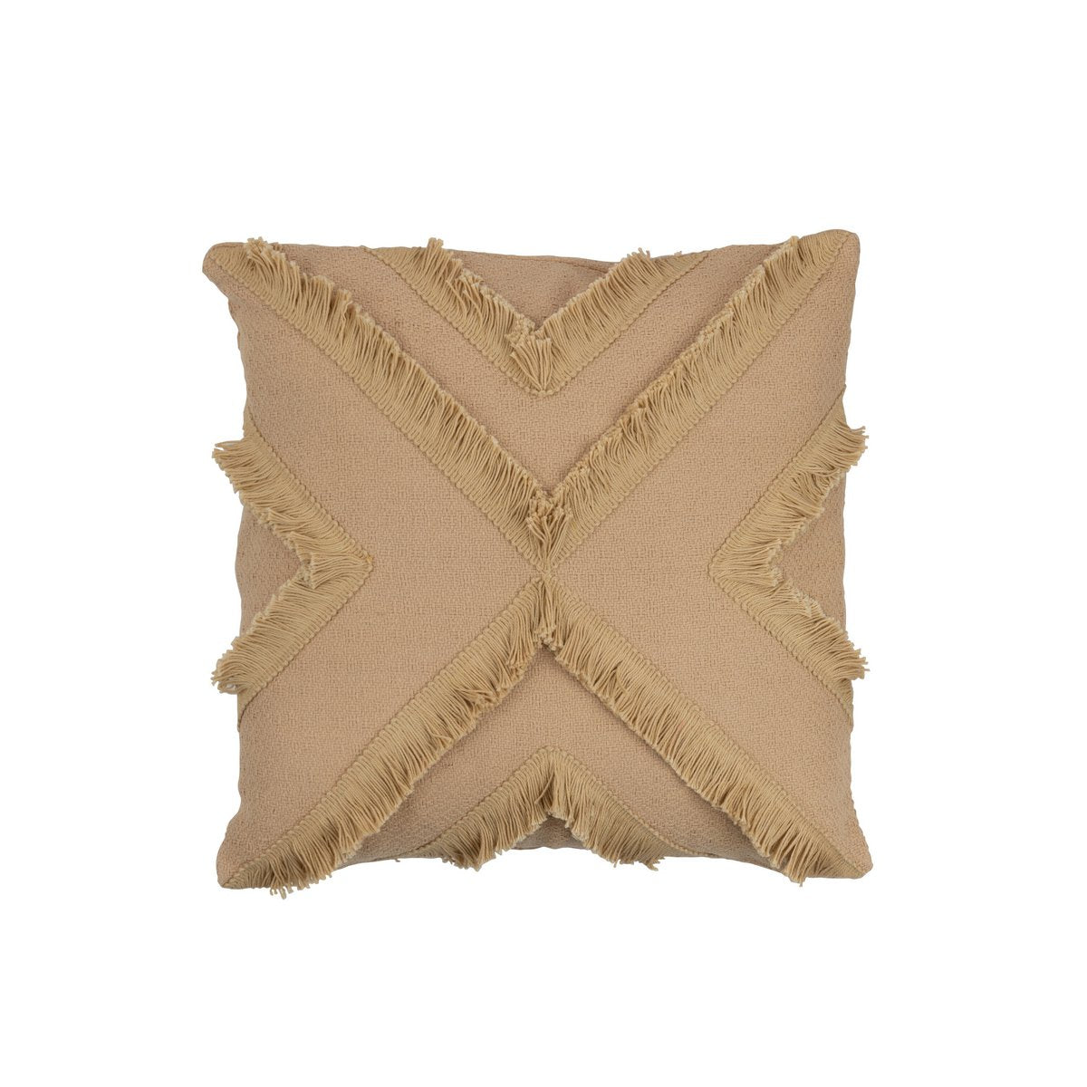 Coussin Cross Square J-Line en beige, vue de face