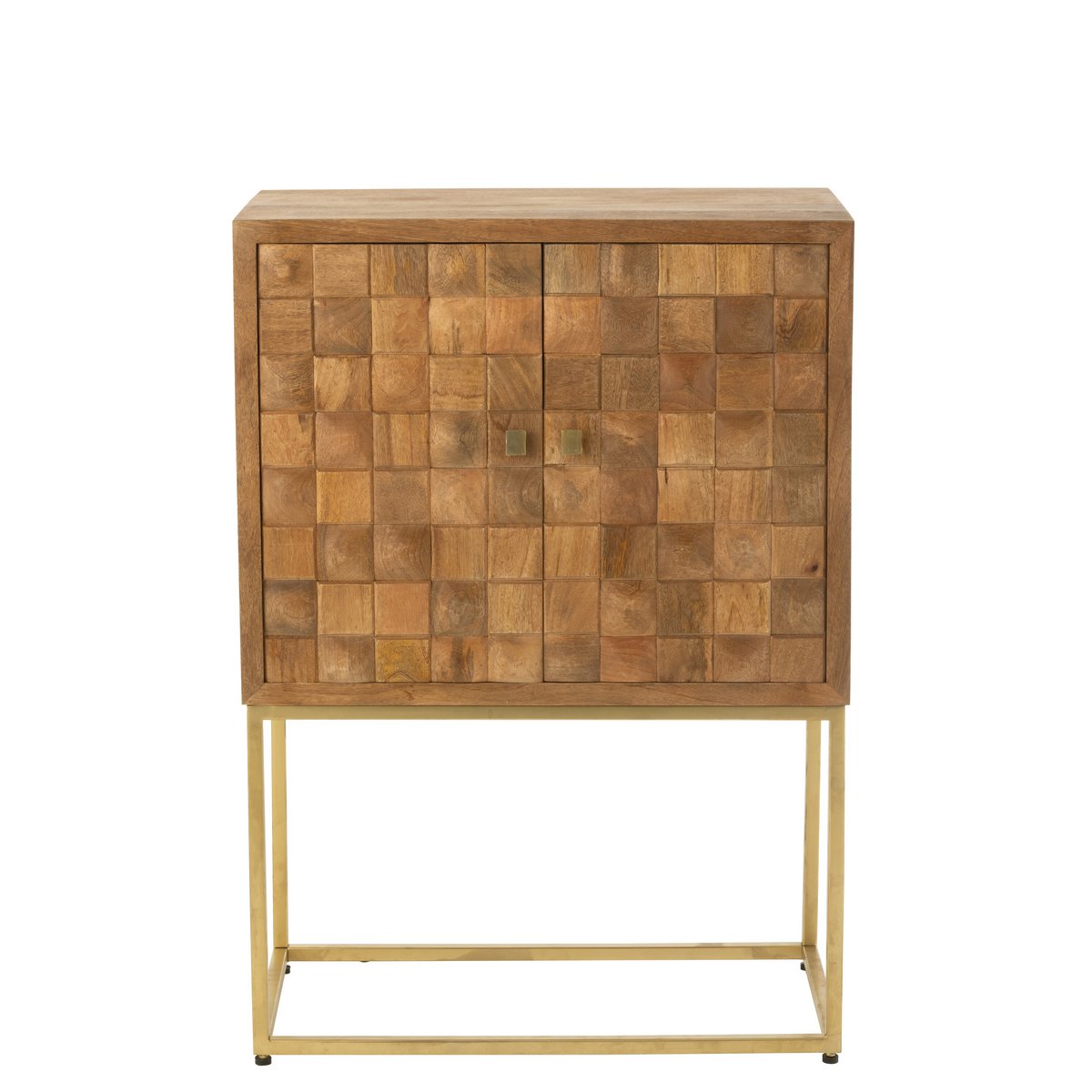 Buffet J-Line Nino en bois de manguier naturel et métal doré, vue de face