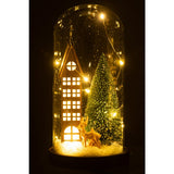 Détail du verre et bois de la décoration Maison Noël LED