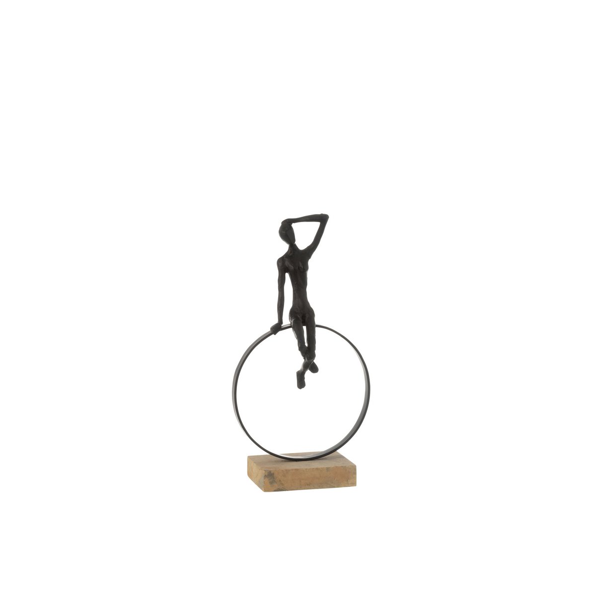 Détail de la sculpture Femme J-Line, multicolore, sur pied en fer