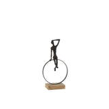 Détail de la sculpture Femme J-Line, multicolore, sur pied en fer