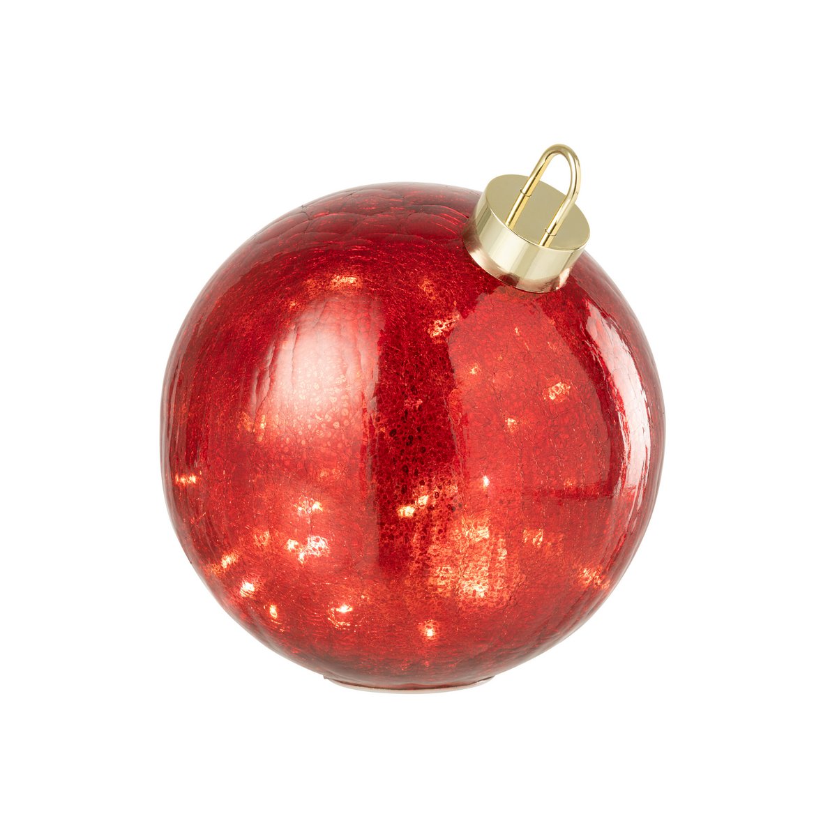Boule de Noël J-Line en verre rouge avec lumières LED, vue de face