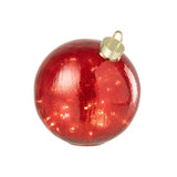 Boule de Noël J-Line en verre rouge avec lumières LED, vue de face