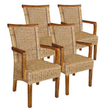 Chaises en rotin lot de 4 chaises de salle à manger avec accoudoirs tabac Perth chaise en osier fauteuil en rotin