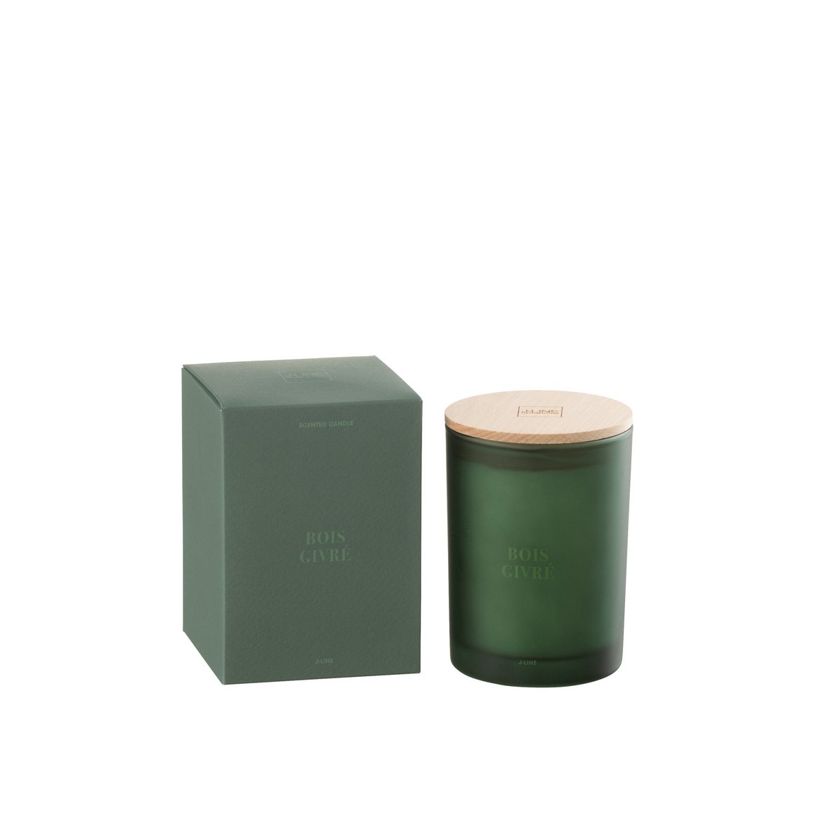 Bougie parfumée Bois Givré avec couvercle ouvert