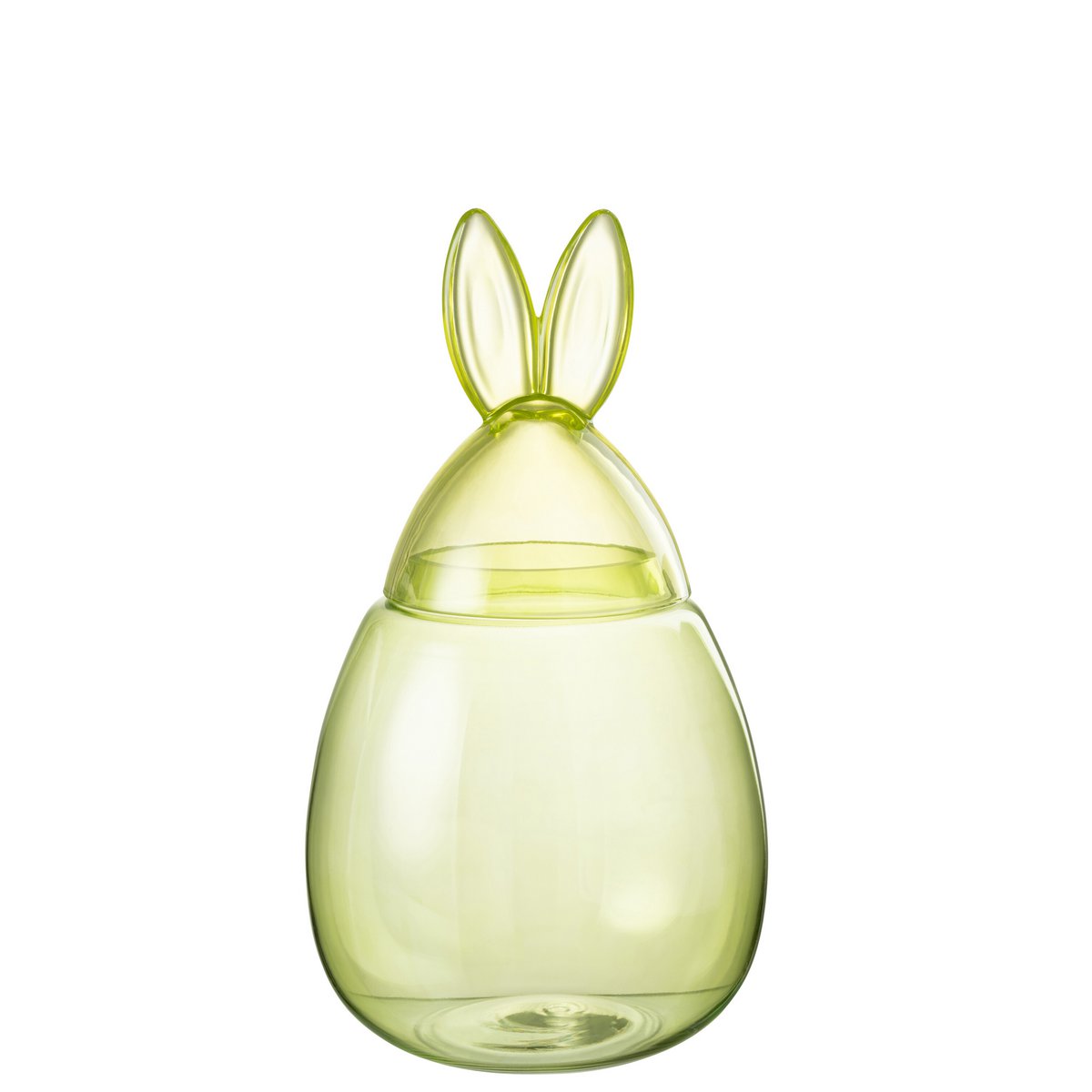 Pot de conservation J-Line Lapin en verre vert, vue de face