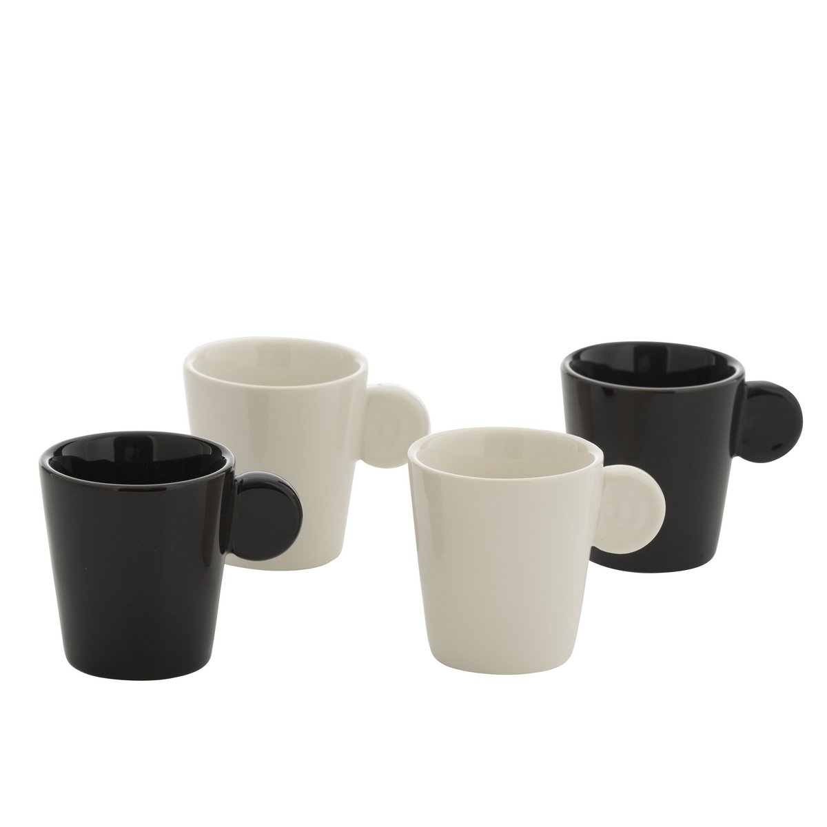 Coffret 4 sachets à café J-Line en céramique noir et blanc, vue d'ensemble.