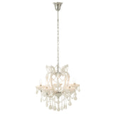 Lampe suspendue J-Line Chandelier Antique en verre blanc, vue de face.