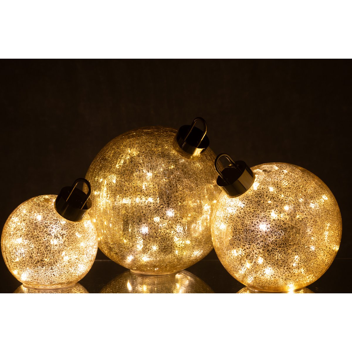 Boule de Noël J-Line en verre doré - éclairage LED actif