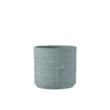 Pot de fleurs carré J-Line en céramique bleu clair, vue de face