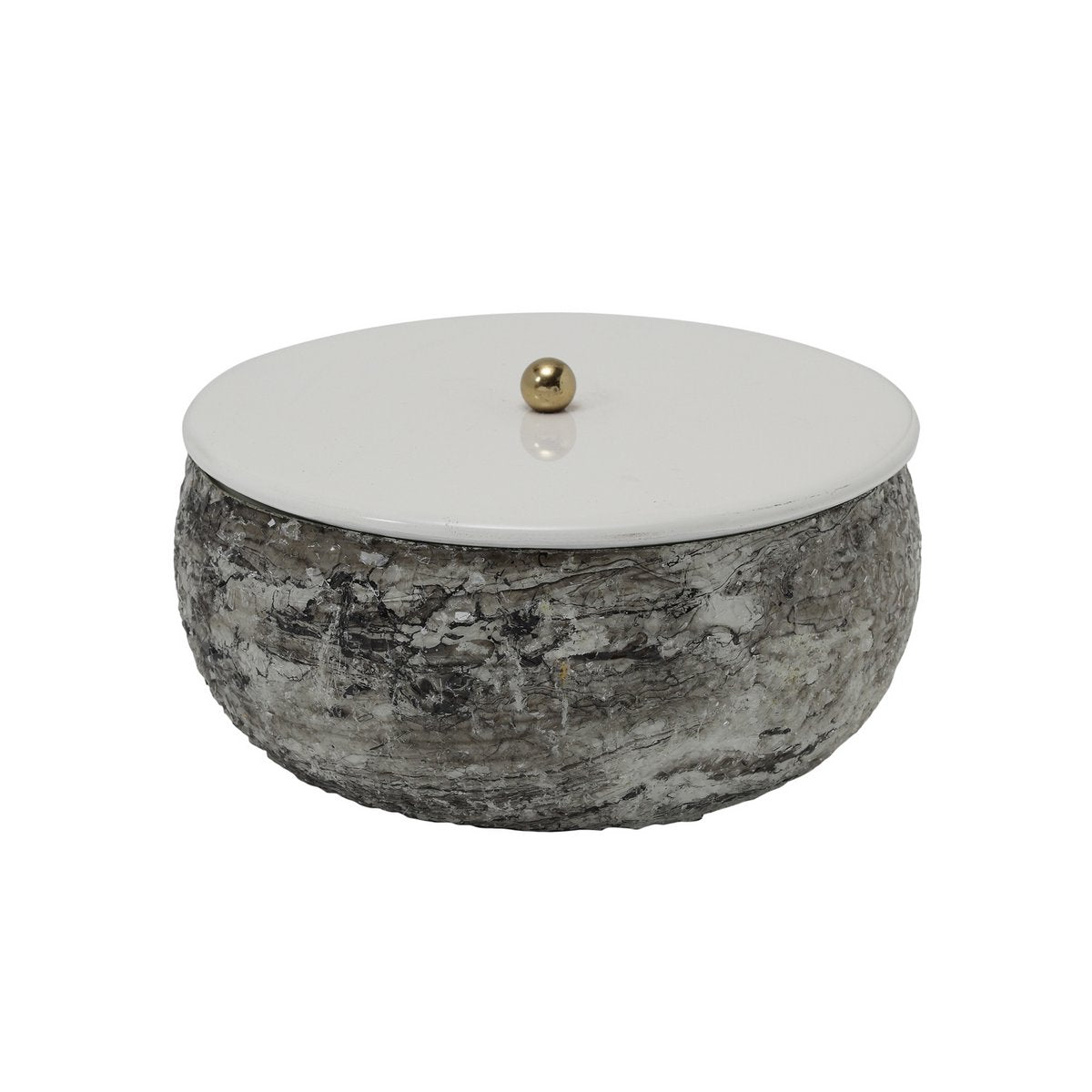 Boîte de rangement mosaïque marbre avec couvercle en fer, vue de dessus