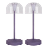 Table de batterie à LED à 2 ert "Gomba" pour l'extérieur et à l'intérieur, en métal et en plastique en mûre, 18,5 cm de haut