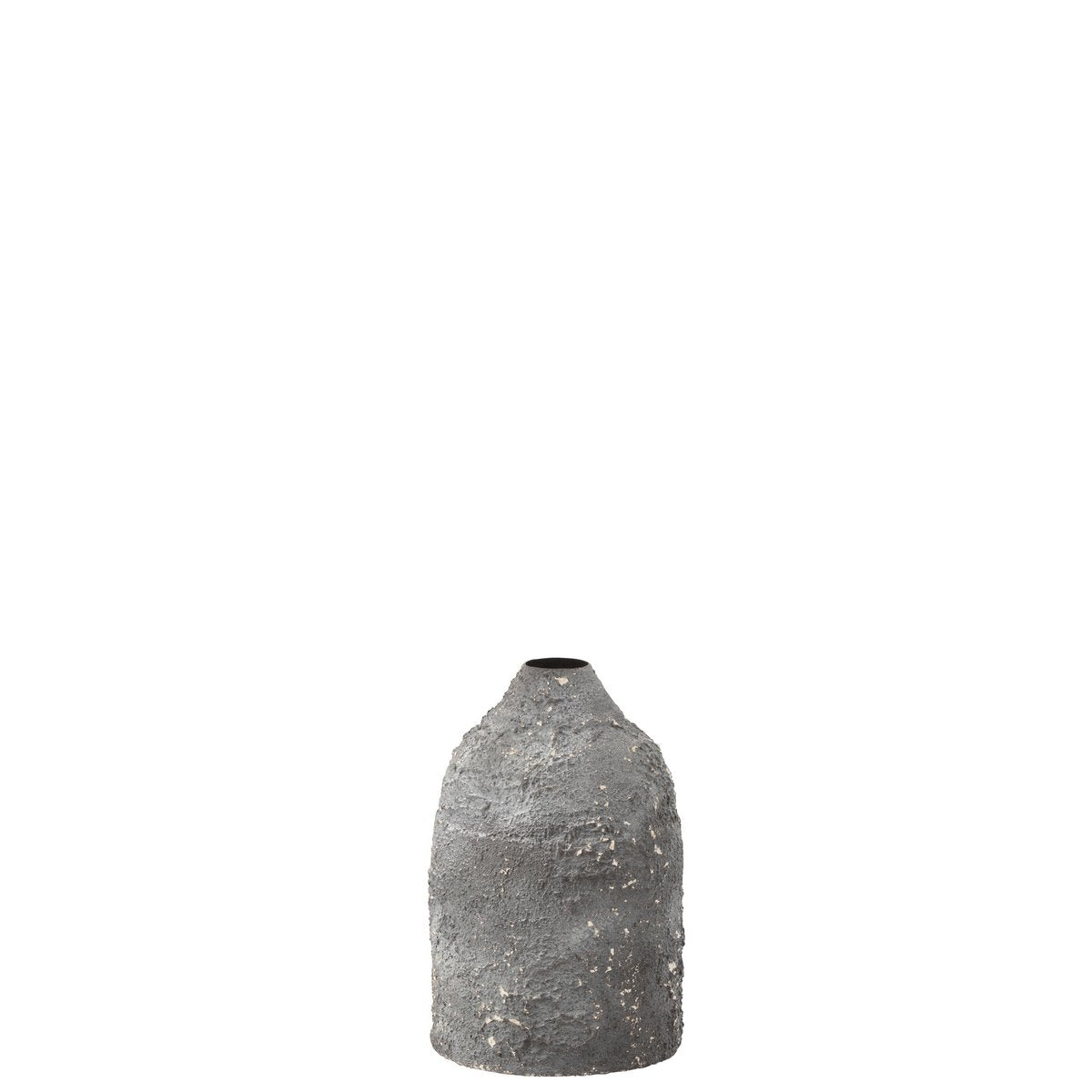 Vase Effy en métal gris, détail de la texture et du design