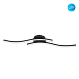 LED Mur / plafond "Onda", plafond en métal et plastique en noir, avec des LED fermement intégrées, éclairage pour le salon, la salle à manger ou le bureau de 65 cm de long