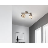 Papin de série "Josefa", lampe à plafond en métal et verre en acier inoxydable, avec des lampes filamentaires de version E14 incluses, pour le salon, la salle à manger, le couloir ou le couloir 28 x 8 cm