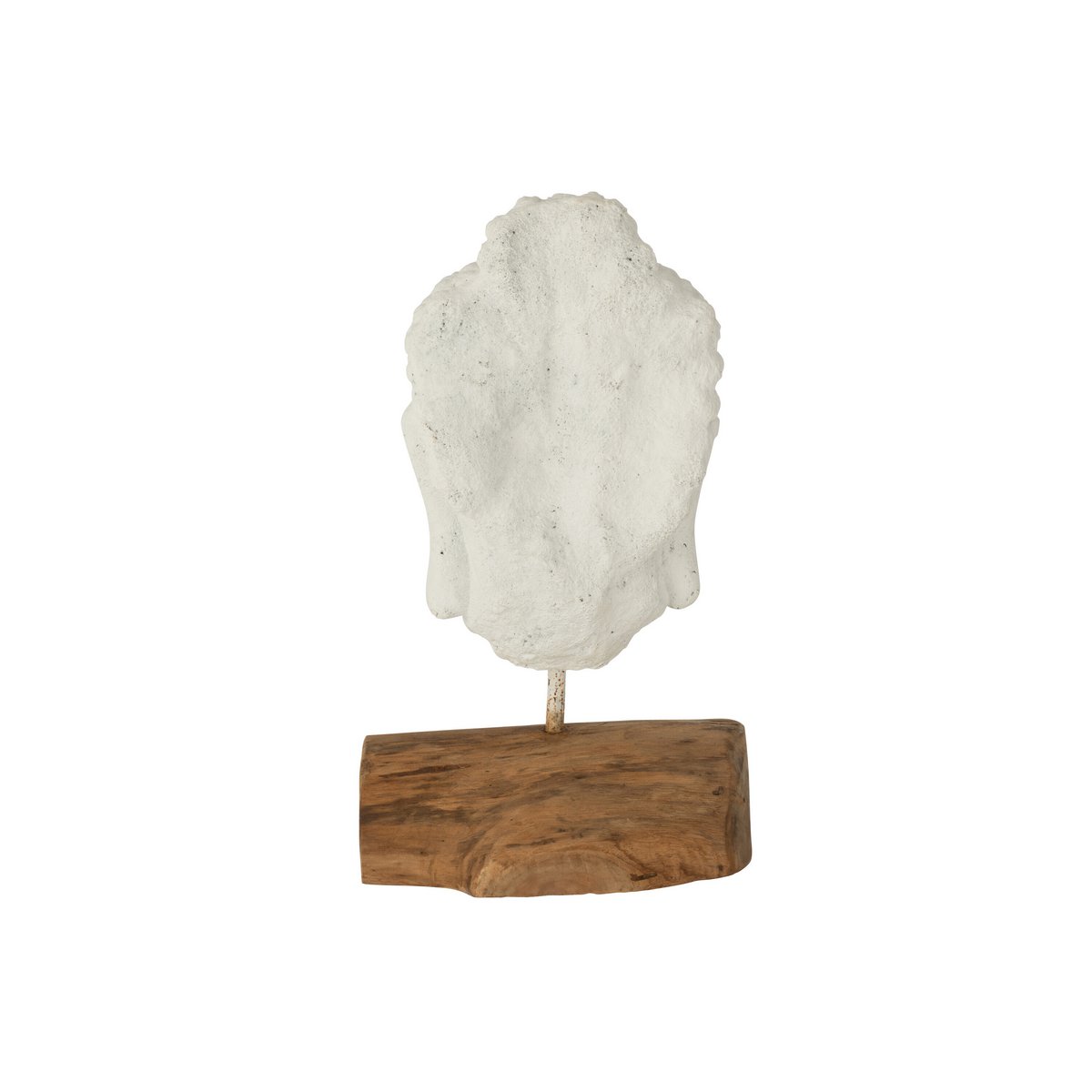 Tête de décoration J-Line en bois de teck et ciment blanc, vue avant