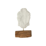Tête de décoration J-Line en bois de teck et ciment blanc, vue avant