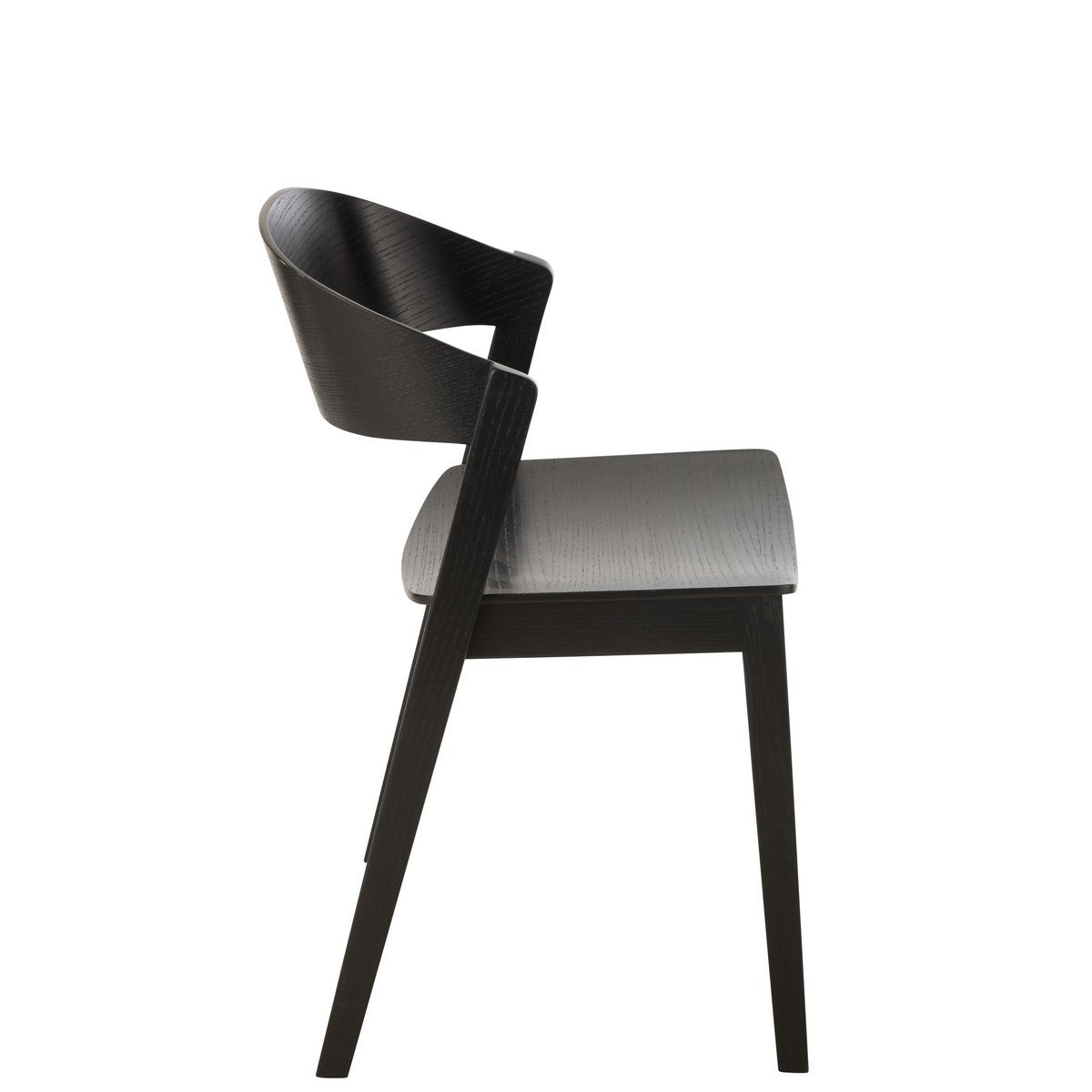 Détail de la chaise Laga, finition en bois noir