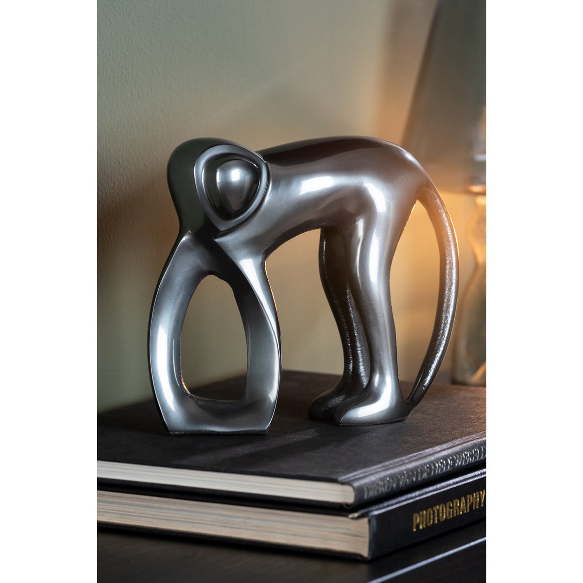 Statue Singe en aluminium sur table d'appoint