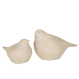 Figurine oiseau crème en résine J-Line, vue de profil