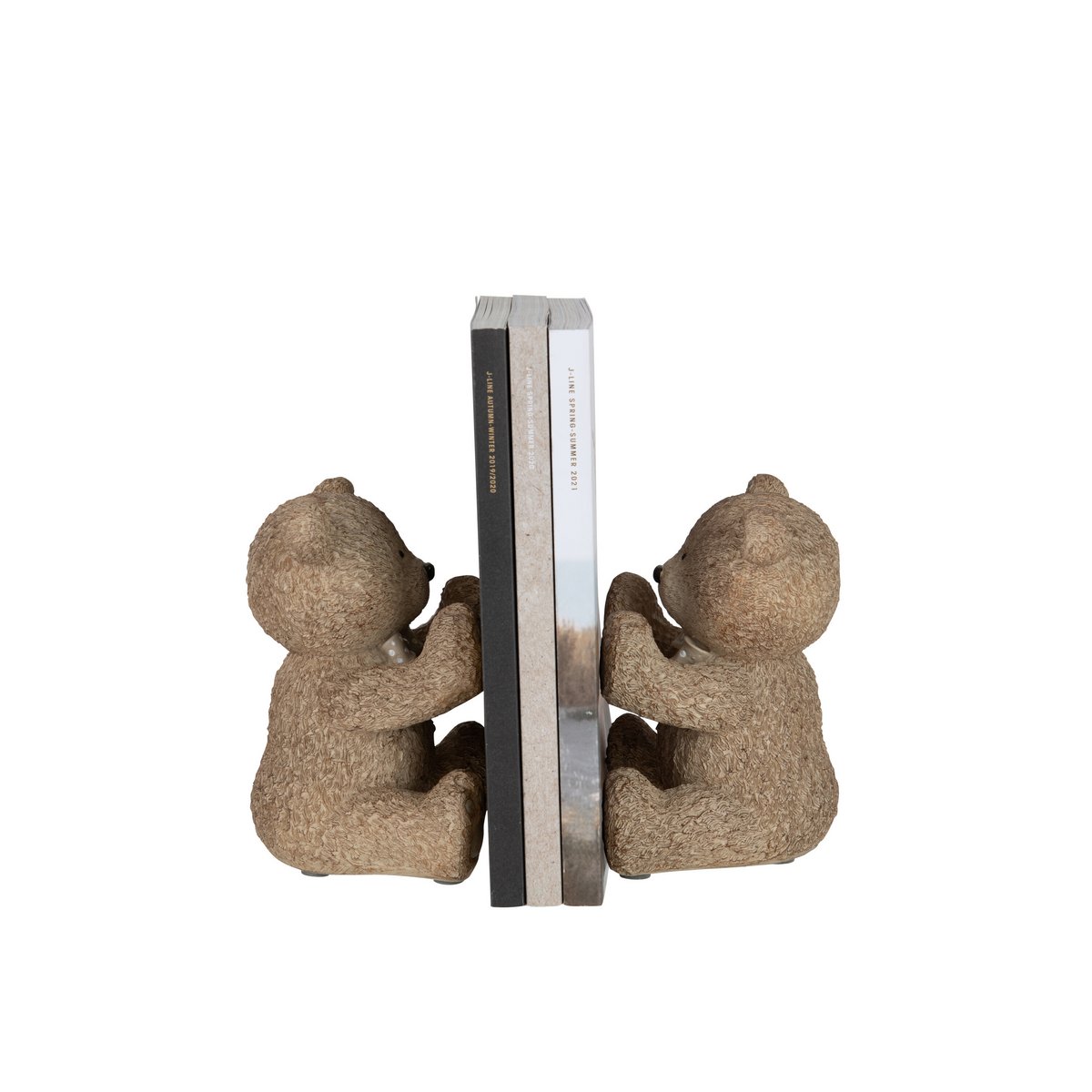 Serre-livres Teddy en polyresin marron clair - vue latérale