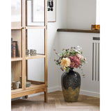 Vase en céramique bleu foncé, avec fleurs
