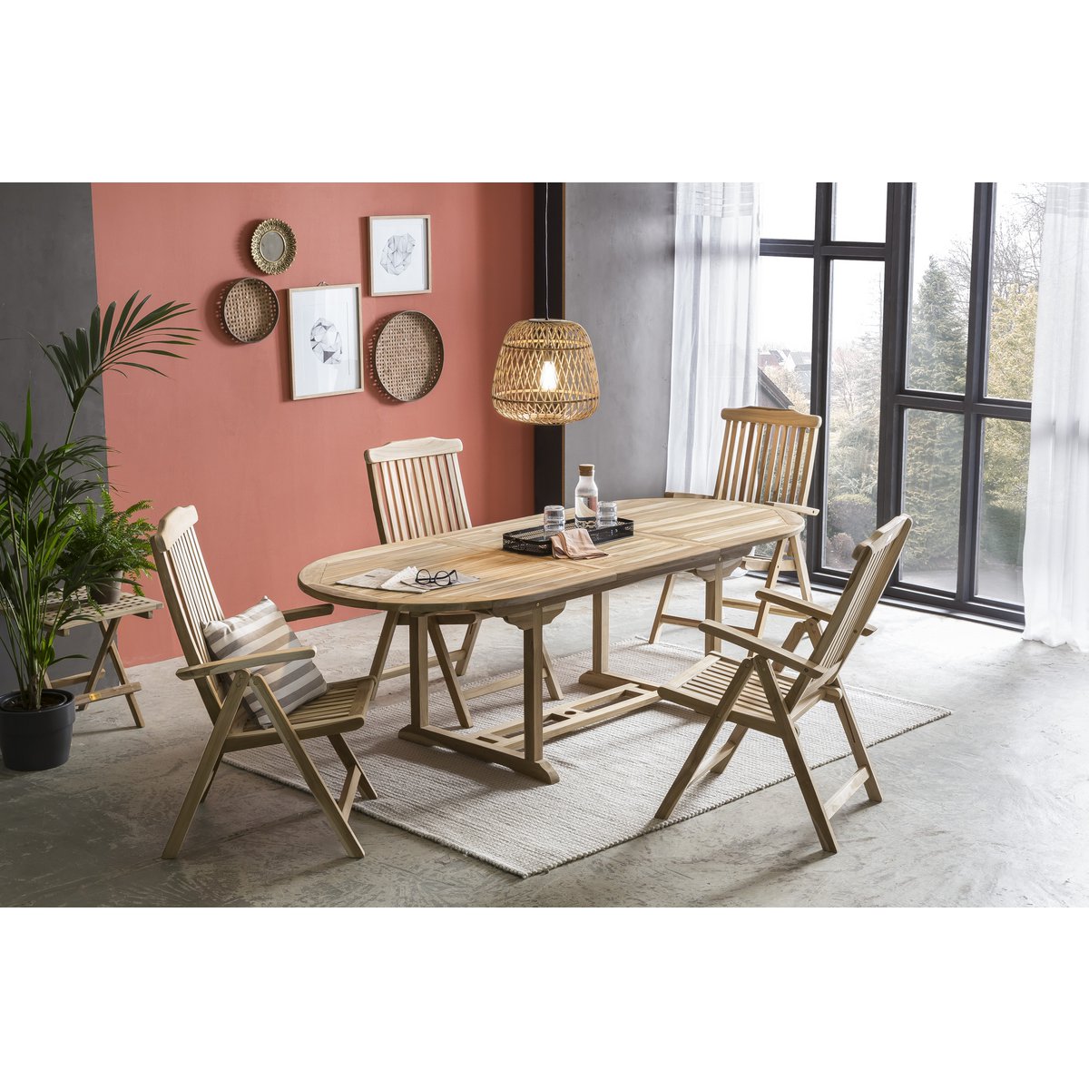 Table de jardin extensible avec rallonge visible