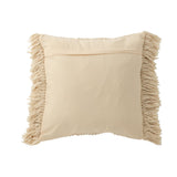 Coussin J-Line crème en coton avec franges, élégant et contemporain