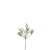 Branche décorative J-Line en plastique vert et blanc avec pompon, vue élégante