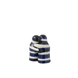 Salière et poivrière Stellings Grenade Stripes J-Line en céramique blanche et bleue