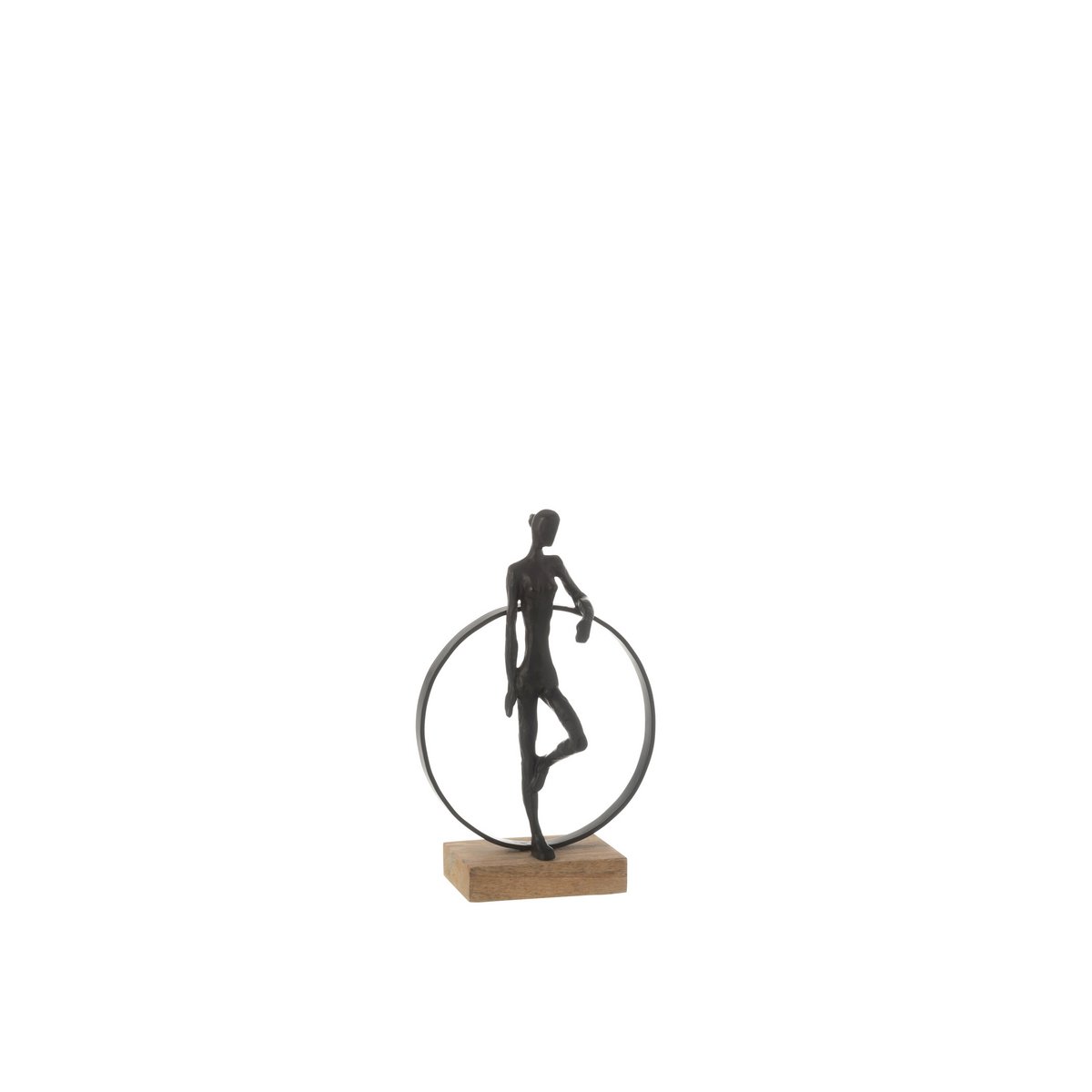 Détail de la sculpture Homme J-Line sur pied, finition brillante