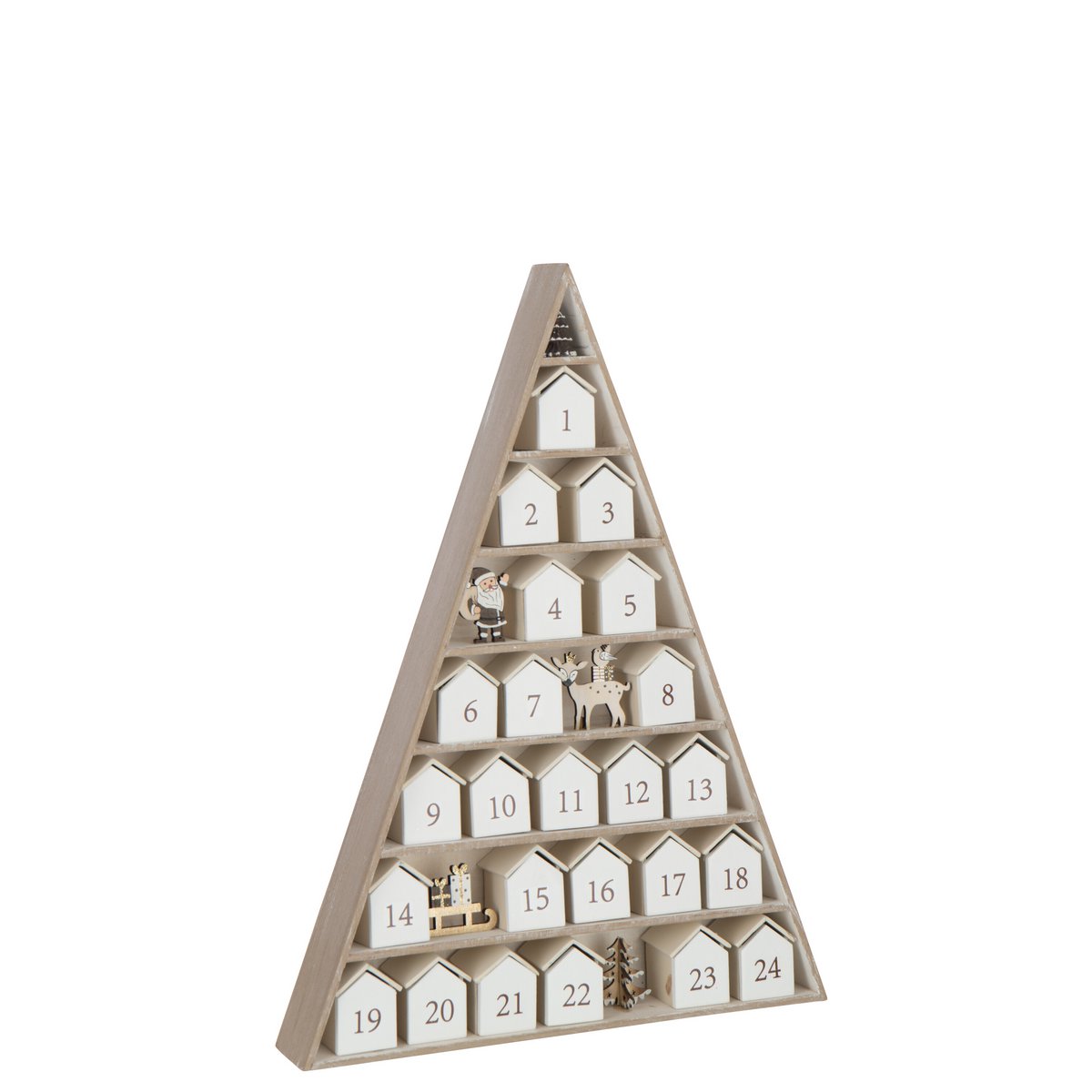 Calendrier de l'Avent J-Line en bois blanc et naturel, vue avant