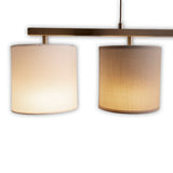 4 pendentif "Tilde", lampe à pendule en métal classique et textile en gris et blanc, avec cadre E27, réglable en hauteur, 86 cm de long, idéal comme lampe à manger