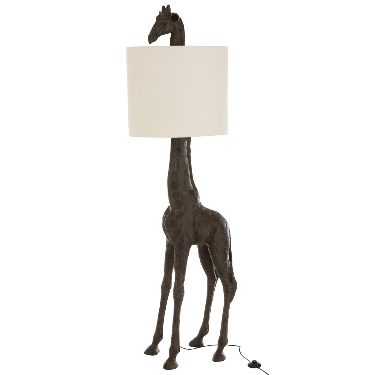 Lampe Girafe J-Line en polyrésine marron foncé, vue de face
