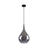 La lampe pendentielle "Gota", un pendentif rétro classique en verre fumé noir Ø 25 cm, avec des versions E27, 150 hautes, idéales pour la salle à manger, le salon et la cuisine.