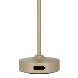 Batterie à LED / lampe de table "Pina" de 30 cm de haut, en métal (beige) et en verre (blanc), LED intégrés, blanc chaud
