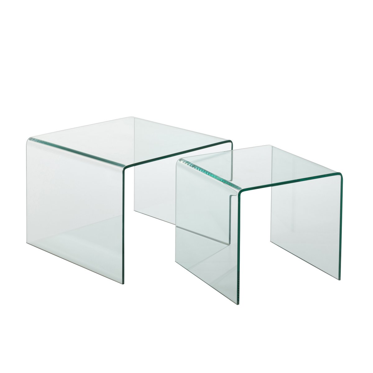 Table d'appoint J-Line en verre transparent, vue d'ensemble