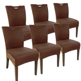 Chaises de rotin chaises de salle à manger ensemble 6 morceaux de chaises de jardin d'hiver bilbao chaises rembourrées prairie marron