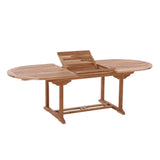 Table de jardin en teck ovale avec rallonge