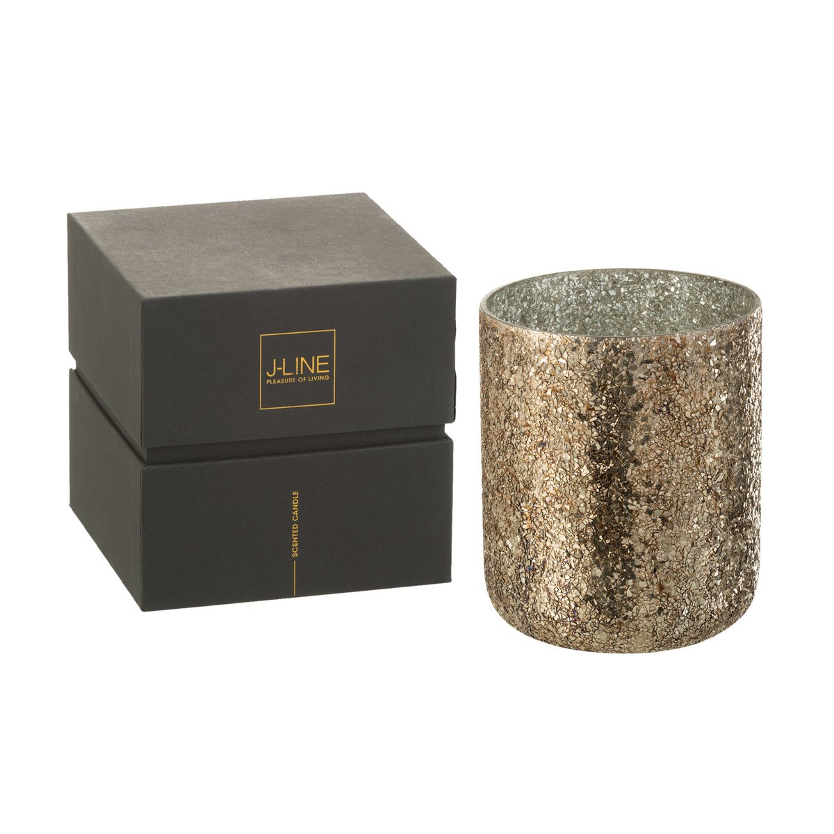 Bougie J-Line Luxuria Cookie Crunch, ambiance festive avec lumière tamisée.