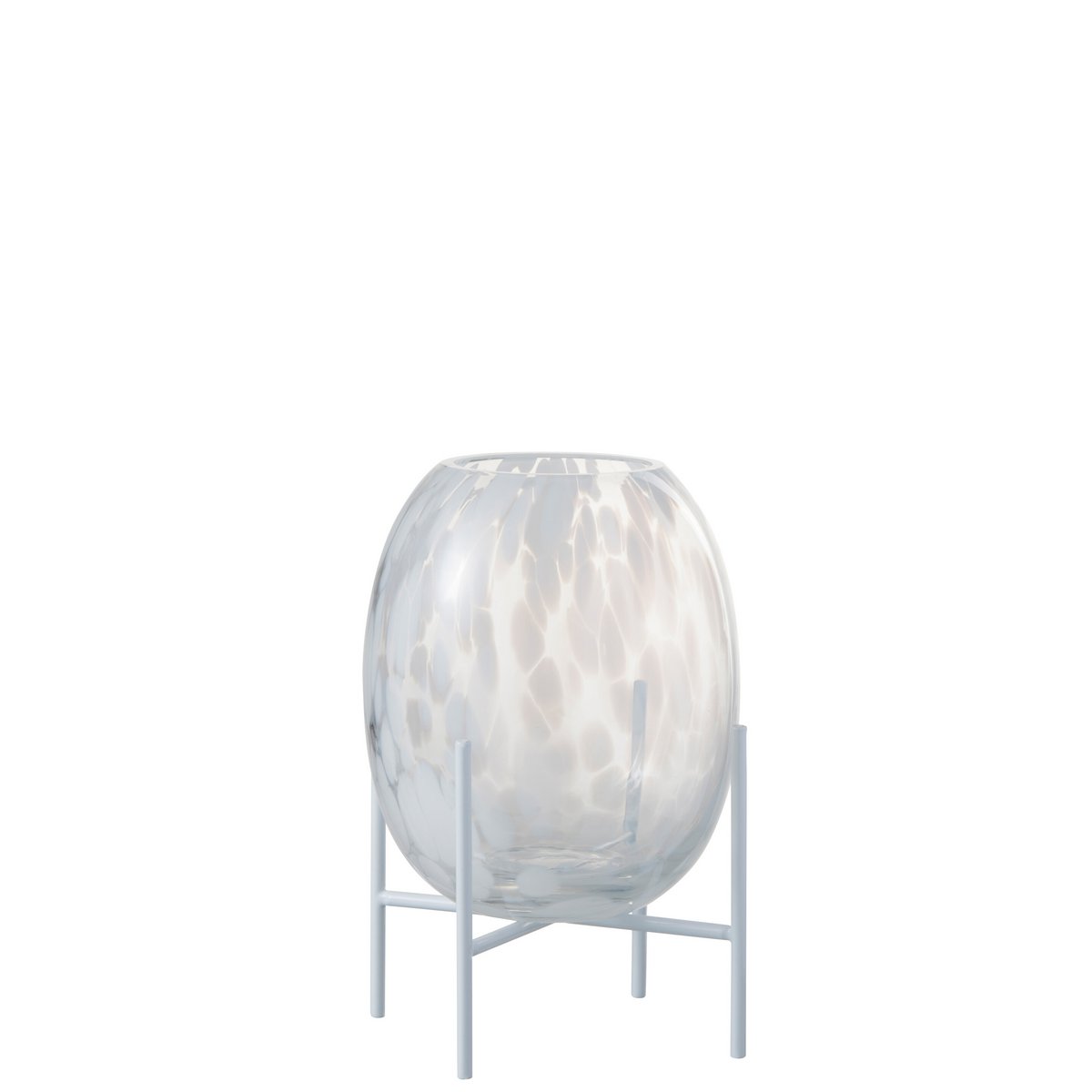 Vase J-Line en verre transparent et blanc, design moderne, Ø 15 cm