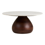 Heide Table basse, manguier/marbre, marron foncé/blanc, ø70x35 cm
