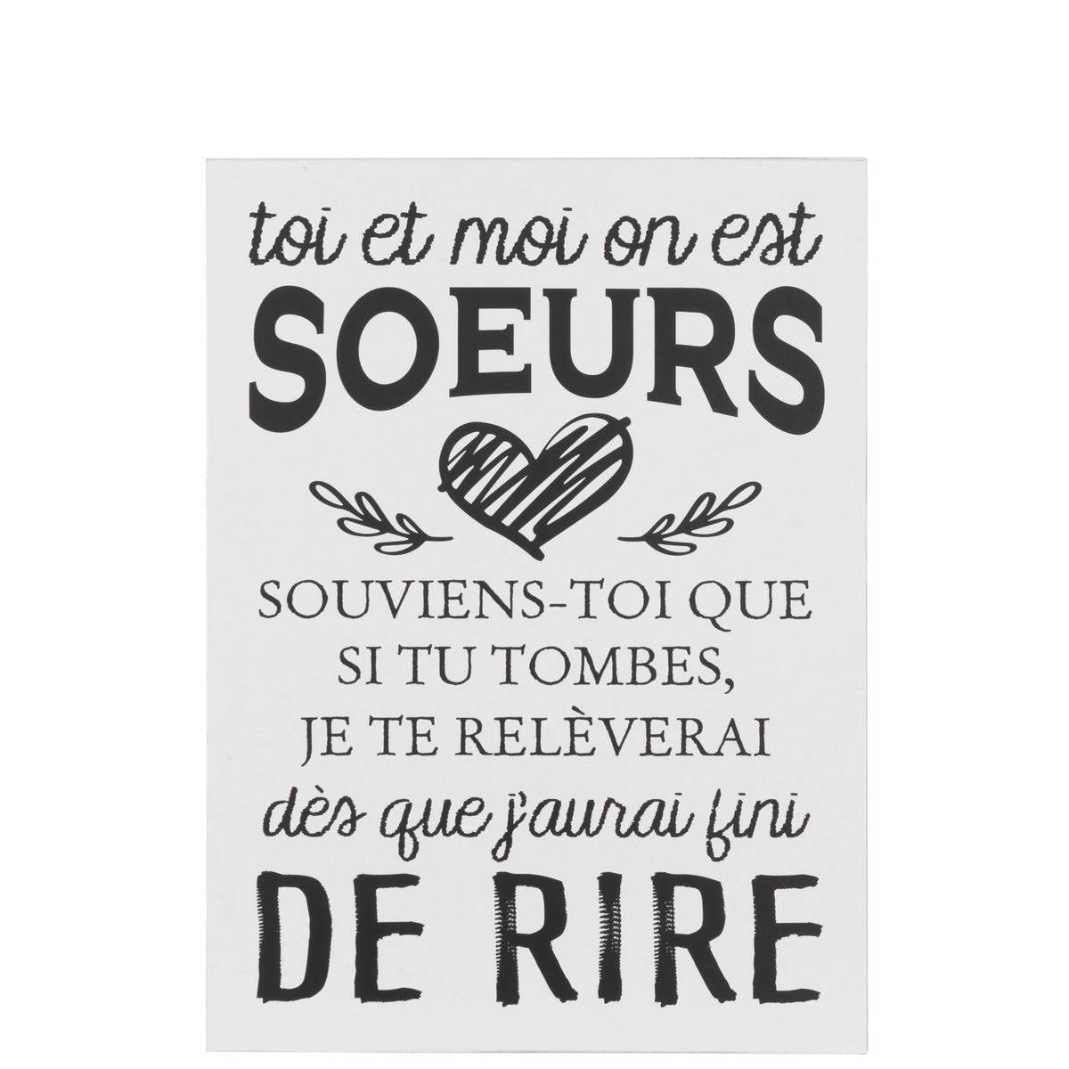 Plaque murale vintage J-Line en métal blanc et noir, idéale pour le salon