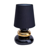Lampe de table en céramique "Stoney", lampe de table en céramique et textile en noir, or, avec version E14, lampe de table pour salle à manger, salon, couloir ou bureau, ou comme lampe de chevet, 31 cm de haut