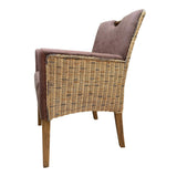 Chaise de chaise en rotin ensemble 6 pièces rembourrées avec des accoudoirs darwin salle à manger rembourrée optique en cuir tapissé