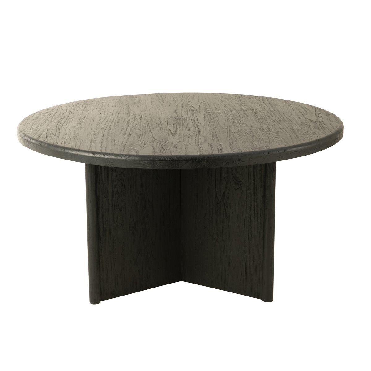 Table ronde J-Line en teck noir vue de dessus, élégance moderne