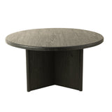 Table ronde J-Line en teck noir vue de dessus, élégance moderne