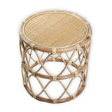Table d'appoint ronde en rotin – Petite table basse bohème – Table de chevet en rotin beige – Table faite à la main en rotin naturel (Ø 45 cm) MUARA