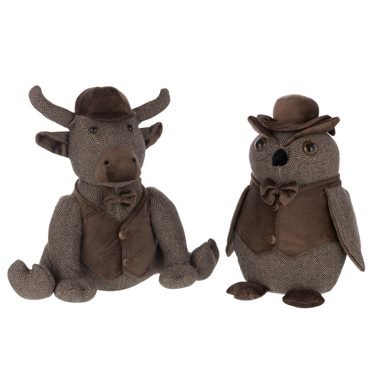 Détail de la butée de porte J-Line Bull + Hat, texture polyrésine marron