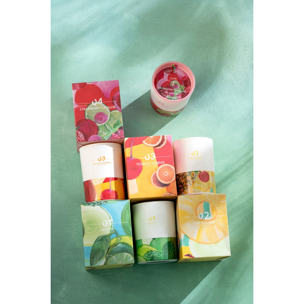 Bougie parfumée J-Line Mojito - vue de face avec couleur verte